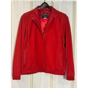 VTG Leather Jacket 1980s Solvang‎ First Street Leather Lambskin Suede L Designer